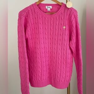 Lilly Pulitzer Pink Cable Knit Sweater Medium Black Label